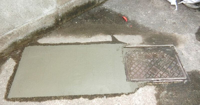 漏水修理後のコンクリート復旧状況